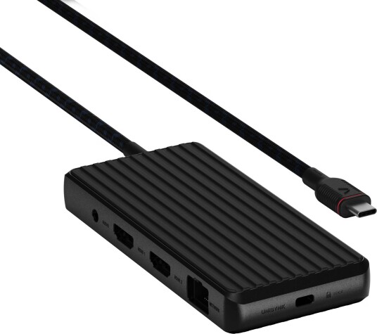 Unisynk 9 port 4K 100W USB-C hub (sort) Unisynk 9 port 4K 100W USB-C hub (sort)