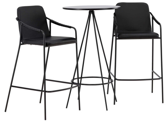 Venture Design Bistro & Tvist bargruppe Svart/svart 2 stoler & bord 60 cm