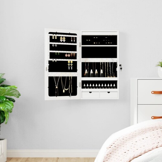 Vidaxl Speilskap med LED-lys veggmontert hvit Vidaxl Speilskap med LED-lys veggmontert hvit