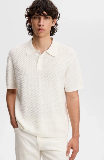 J. Lindeberg Jacques Structure Knit Polo   Cream   XL