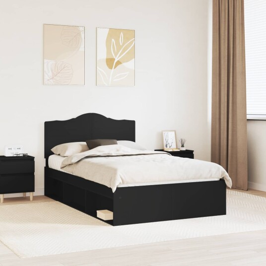 Sengestamme med hodegjerde Svart 120 x 190 cm Massiv furu