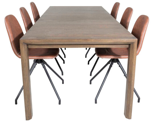 Venture Design Slider & Polar spisegruppe Natur/brun 6 st stoler & bord 170 x 95 cm Venture Design Slider & Polar spisegruppe Natur/brun 6 st stoler & bord 170 x 95 cm