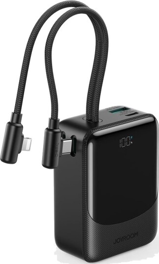 Joyroom JR-PC1 22,5 W mini powerbank 10000 mAh med doble kabler Svart