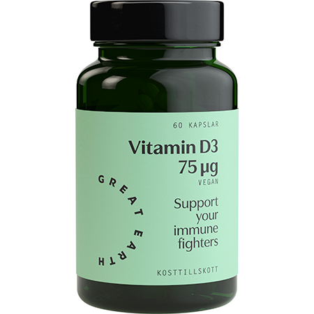 Great Earth Vitamin D3 Vegan 3000 I.E 60 kap Great Earth Vitamin D3 Vegan 3000 I.E 60 kap