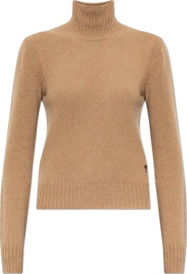Ami Paris Dame Strikkevarer Beige M, Ami Paris Dame Strikkevarer Beige M,