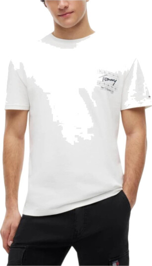 Tommy Jeans Tjm Reg Sign Flag Ss Tee Ext   White   M