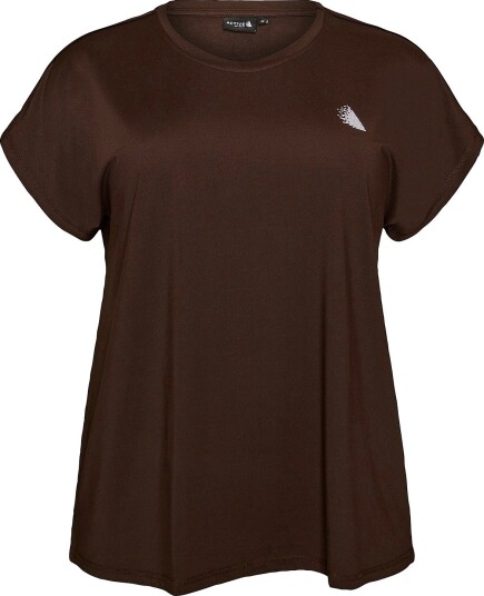 Zizzi Treningstopp Abasic O neck Tee Brun