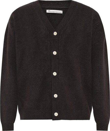 Knowledge Cotton Apparel Soufflé Yarn Cardigan CHOCOLATE TORTE XL