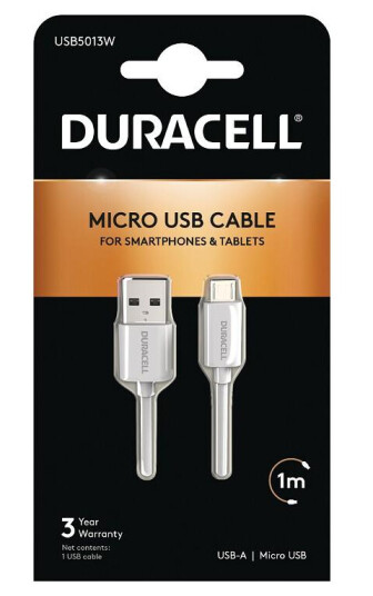 Duracell l - USB cable - Micro-USB Type B (M) to USB (M) - 1 m - white Duracell l - USB cable - Micro-USB Type B (M) to USB (M) - 1 m - white