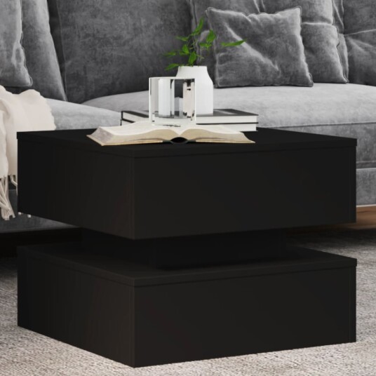  Salongbord med LED-lys svart 50x50x40 cm 839855
