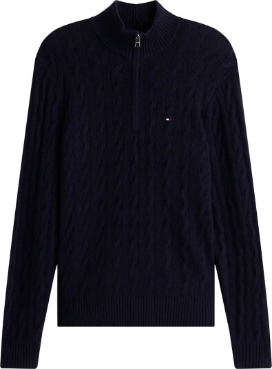 Tommy Hilfiger Lambswool Cable Zip Mk Navy S
