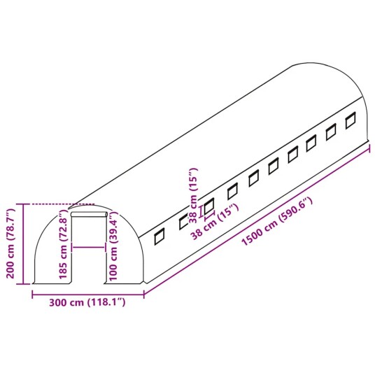 vidaXL Erstattningstrekk til drivhus (45 m²) 300x1500x200 cm grønn vidaXL Erstattningstrekk til drivhus (45 m²) 300x1500x200 cm grønn