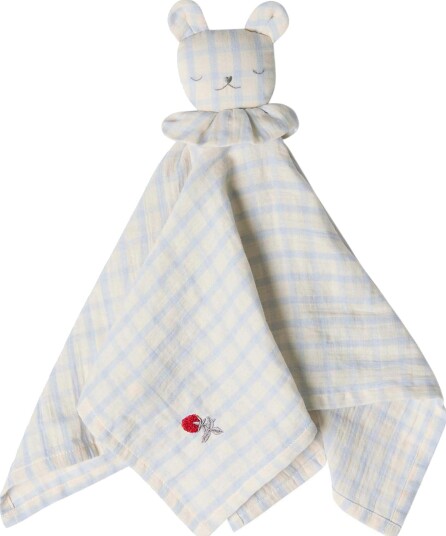 Gingham Sky Blue Muslin Koseteppe Bjørn