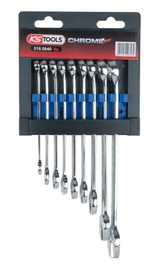 Ks Tools 518.0640, 8,9,11,12,13,14,17,19 Mm, Metallisk, Stål, 930 G, 9 Stykker