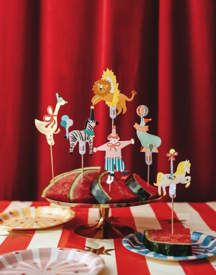 6 stk Kaketopper Circus Party