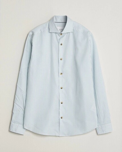 Eton Casual Fit Signature Oxford Striped Shirt Mid Blue