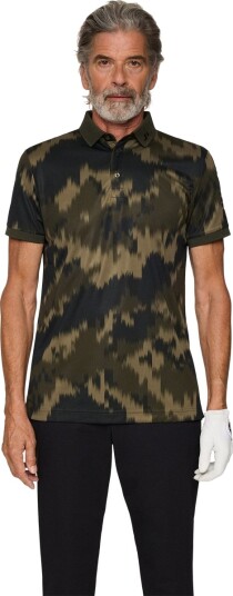 J.LINDEBERG Tour Tech Print Golf Polo T skjorte Herre Grønn/Svart L