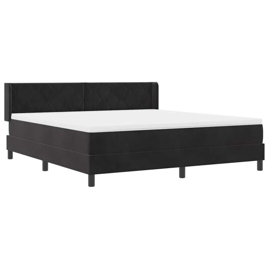  Box Spring Seng med Madrass Svart 180x200 cm Fløyel