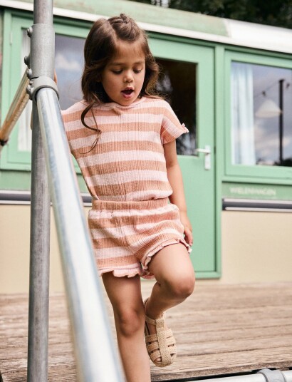 Daily 7 T Shirt Fancy Stripe Pink 140 Daily 7 T Shirt Fancy Stripe Pink 140