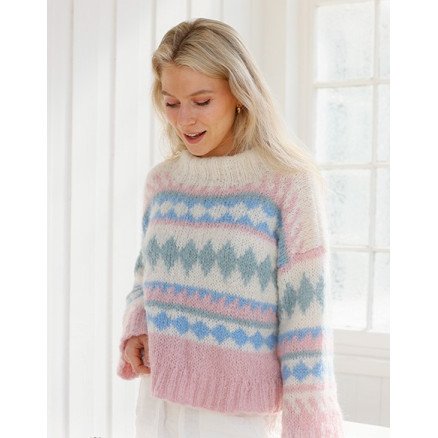 Berries and Cream Sweater by DROPS Design Genser Strikkeoppskrift str XS XXXL
