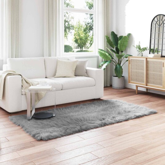 Faux Skinnmatte Tafalla Grå 100 x 200 cm Polyester