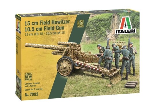 Italeri 1/72 Feltkanon 15 cm og 10,5 cm Plastbyggesett med Figurer