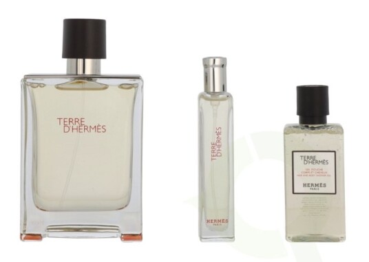 Hermes Terre D"Hermes Giftset 155 ml Eau De Toilette Spray 100ml Eau De Toilette Spray 15ml Shower Gel 40ml Hermes Terre D"Hermes Giftset 155 ml Eau De Toilette Spray 100ml Eau De Toilette Spray 15ml Shower Gel 40ml