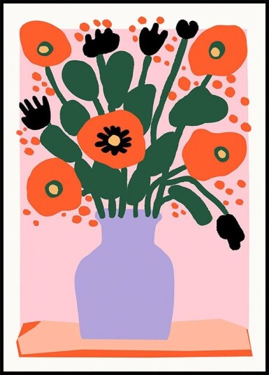 Poppy In Purple Vase Plakat Plakat / 70x100cm Poppy In Purple Vase Plakat Plakat / 70x100cm