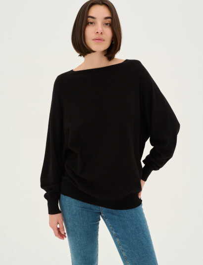 Culture Cuannemarie Batwing Jumper - Black - L