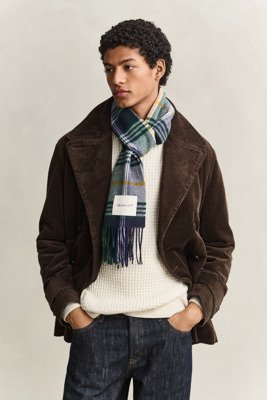Gant Checked Wool Scarf Navy ONE SIZE Gant Checked Wool Scarf Navy ONE SIZE