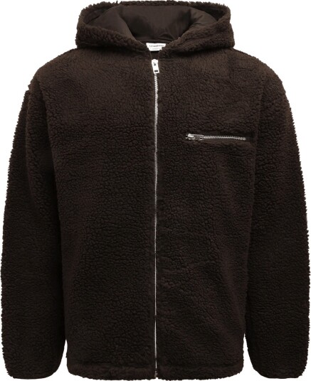 Lindbergh Zip Trough Pile Hoodie DK BROWN XL