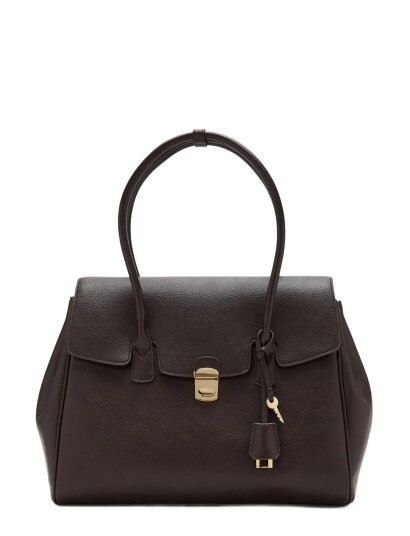 Mango Medium City Handbag With Flap Brown ONE SIZE Mango Medium City Handbag With Flap Brown ONE SIZE