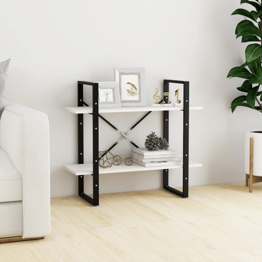 vidaXL Bokhylle 2 niv?er hvit 80x30x70 cm heltre furu