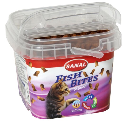 Sanal Fish Bites katt 75g Crunchy godbit med omega-3 og vitaminer