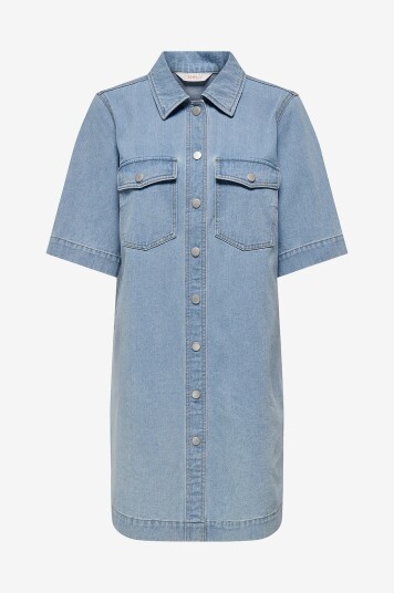 Only Skjortekjole onlBelle S/S Button Dress Dnm Blå Only Skjortekjole onlBelle S/S Button Dress Dnm Blå