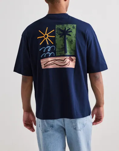 Selected Men Slhrelaxnorman License Ss Tee Kortermede t shirts Blå