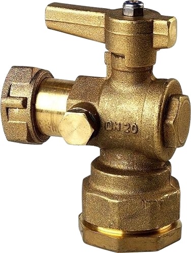 Isiflo 32 mm Vinkelventil med Aftap 1" for Hydraulikk