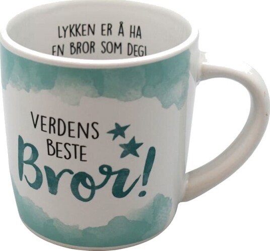 Verdens Beste Bror Hvitt og Turkist Krus med Tekst Verdens Beste Bror Hvitt og Turkist Krus med Tekst