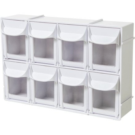 Infinity Hearts skuffesystem/oppbevaringshylle/skuffereol i plast hvit 8 skuffer 30,3x8,7x20,3cm