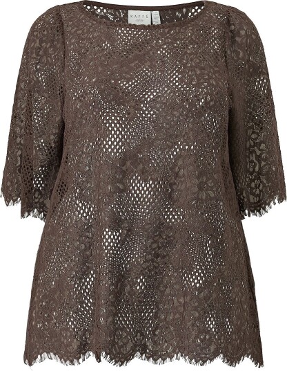KAFFE Curve Topp KCcarley Lace Blouse Brun