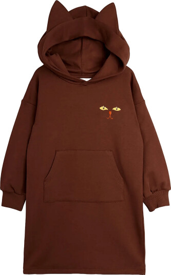 Mini Rodini Cat Ears Hoodie Sweatdress Brown 92/98
