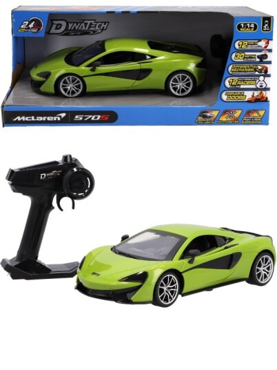 McLaren 570S Radiostyrt bil med dører som kan åpnes neongrønn 32 cm McLaren 570S Radiostyrt bil med dører som kan åpnes neongrønn 32 cm