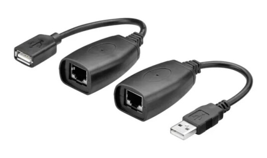 Goobay USB A forlengelseskabel opp til 40 m med RJ45-adapter, svart