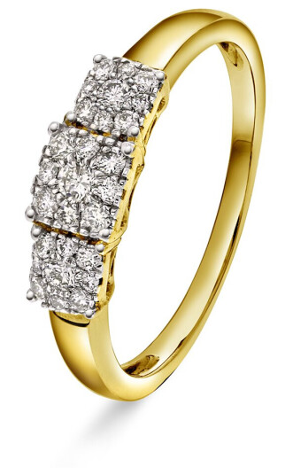 Line ring i 375 gult gull med diamanter 0,25 ct, størrelse 52