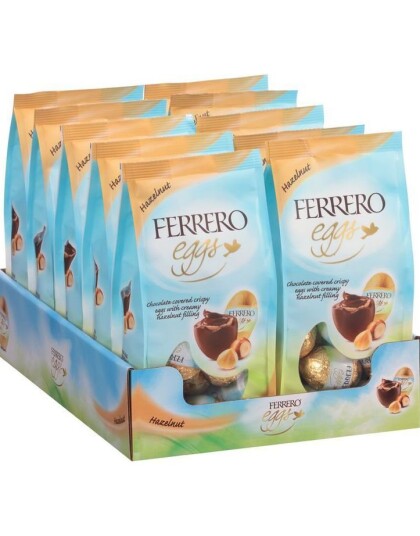 10 poser med 10 stk Ferrero Mini Egg Hazelnut 100g   Hel Eske