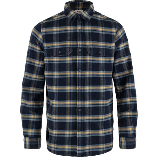 Fjellreven Men's Övik Heavy Flannel Shirt XXL , Dark Navy-Buckwheat Brown