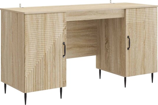 vidaXL Skrivebord med dør Sonoma eik 142,5 x 50 x 75 cm Konstruert tre
