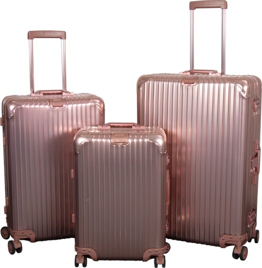 Aluminiumskoffert - Luksuriøse reisekofferter - Rosa gull med TSA-lås