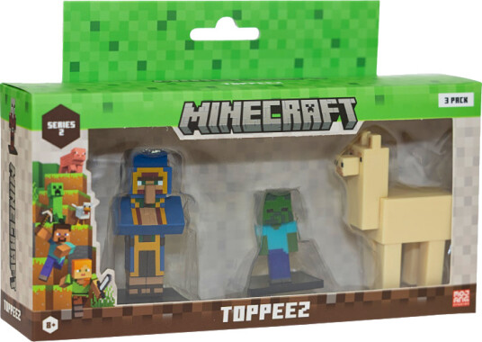 Minecraft Figur S2 Toppeez 3 stk 6 cm Traveling Merchant Baby Zombie og Llama 145458