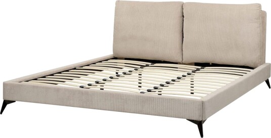 Seng med lamellramme Melle Taupe/Manchesterstoff Taupe/cordfløyel 180x200 cm